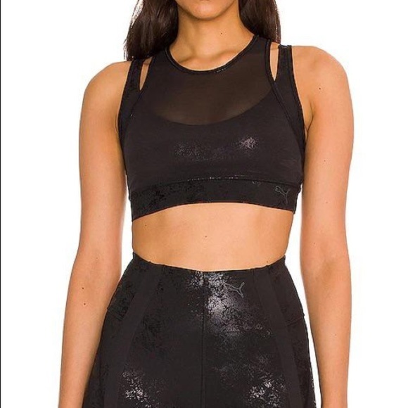 Puma Tops - Puma crop sports bra black luxe edition  tank top